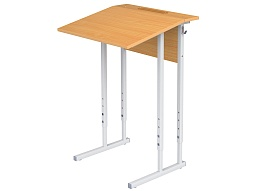 Стол с наклоном столешницы 10° школьный 1-местный 5-7 г/р регулируемый (бук, м/к серый, квадратная труба)