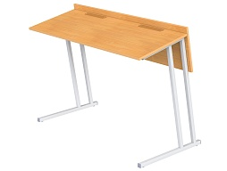 Стол аудиторный двухместный 6 г/р СТА2-С.Б (бук "Бавария", м/к серый, квадратная труба)