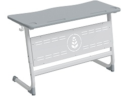 Стол 2-местный школьный 5-7 г/р "Логика" АГРОТЕХ PL с перфорированным экраном (серый, м/к белый)
