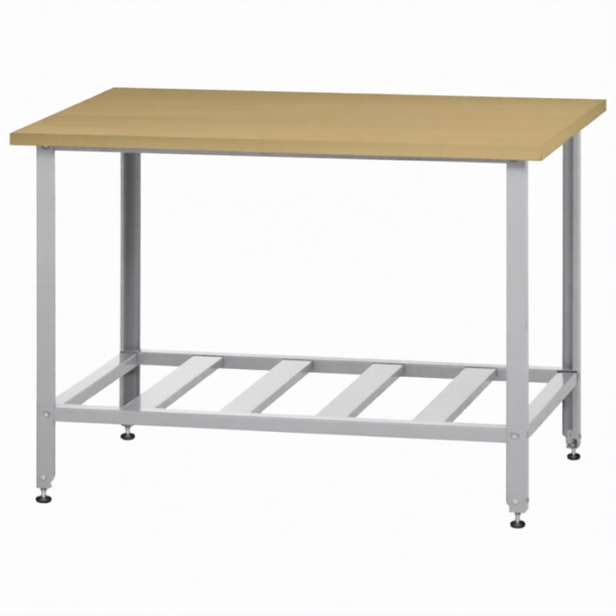 Стол кондитерский СПРн 860х1500х600 «Norma Inox» бук/40 (полка-решетка, ножка угловая)