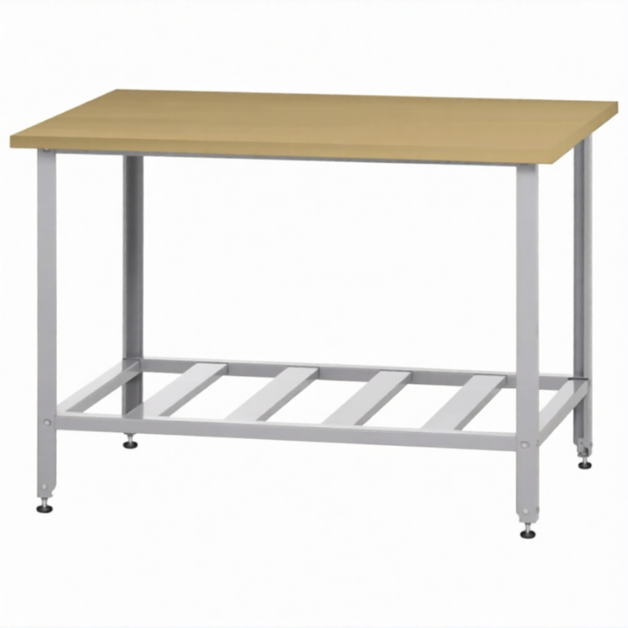 Стол кондитерский СПРн 860х1500х600 «Norma Inox» бук/40 (полка-решетка, ножка угловая)