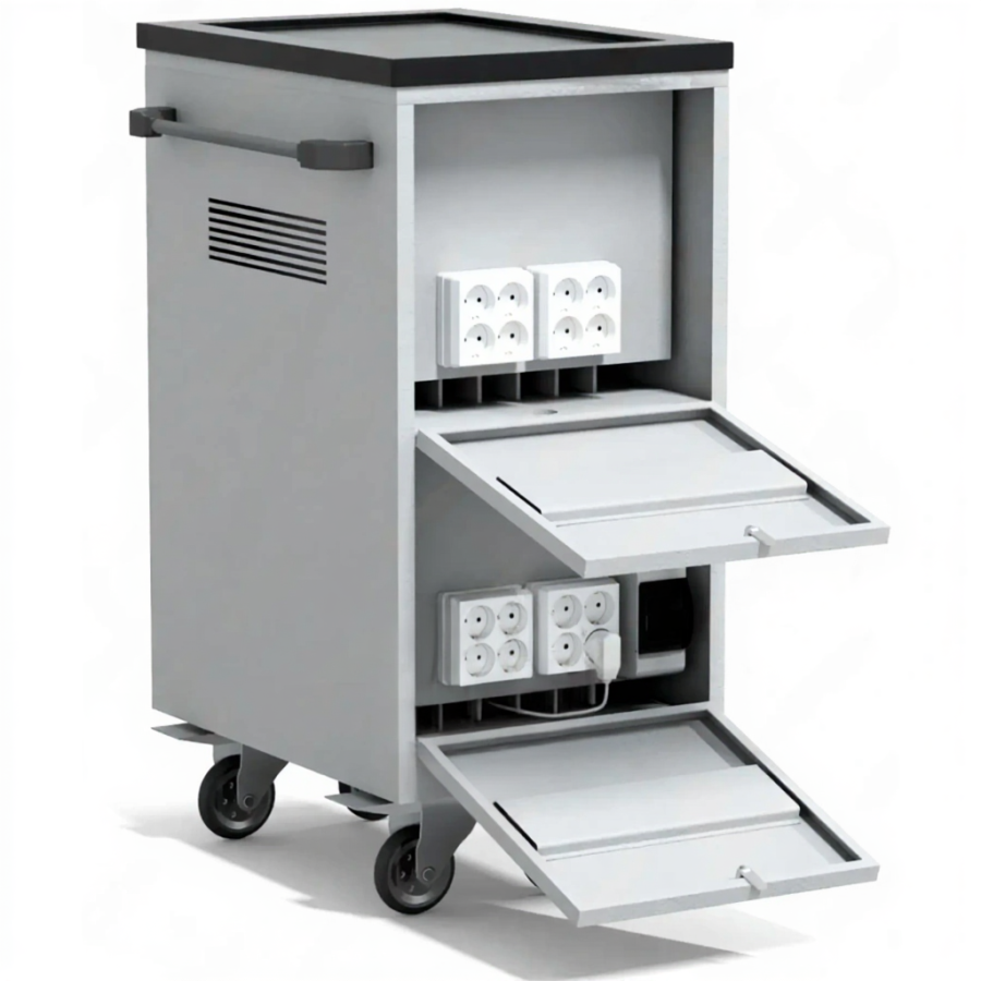 Тележка для хранения и зарядки 14 ноутбуков (17,3 дюймов) с электросхемой