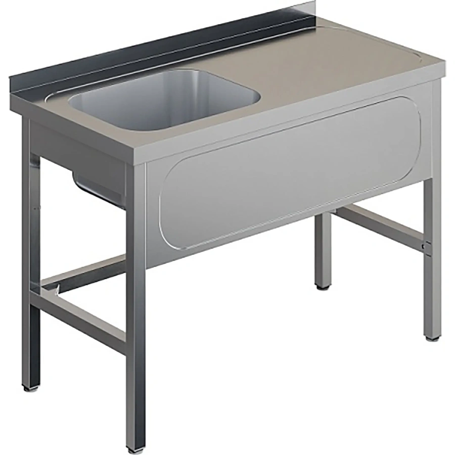 Ванна моечная цельнотянутая с рабочей поверхностью с бортом ВМЦР/1-10/7-БЛ