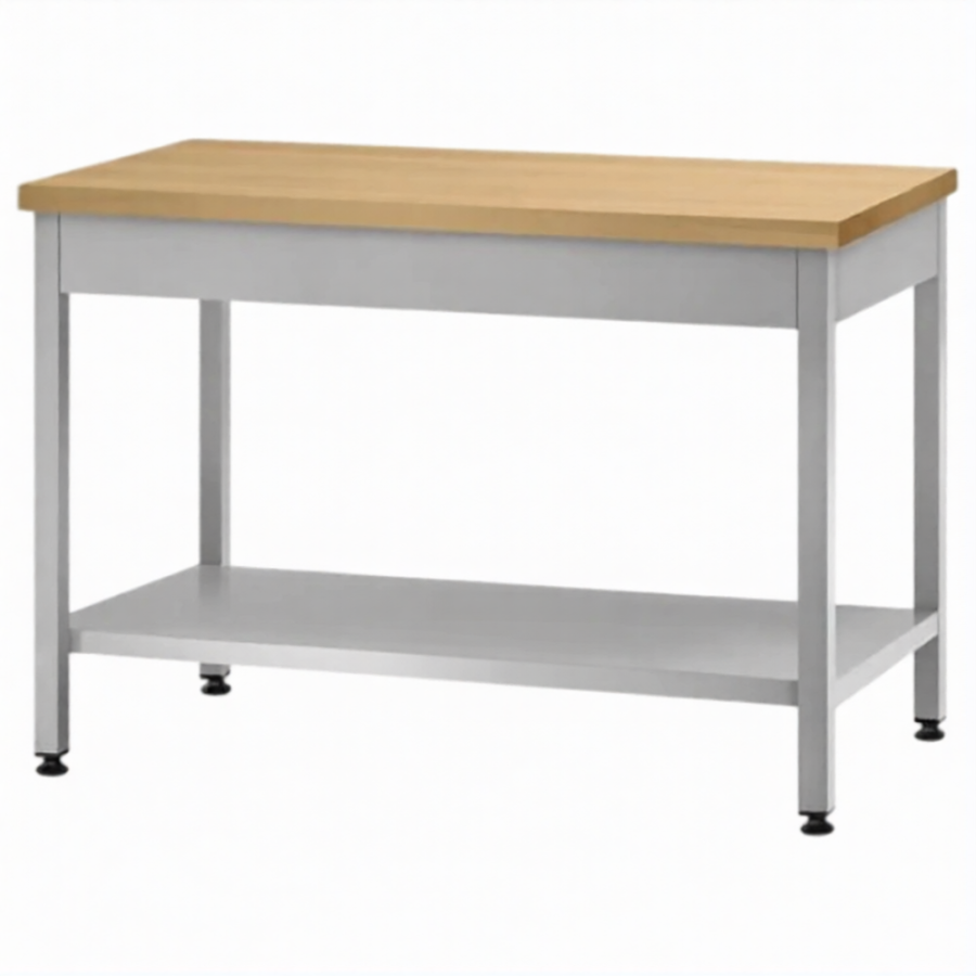 Стол кондитерский СПРп 860х1500х800 «Profi Ral», на 6-ти ногах, бук/40 (полка сплошная)