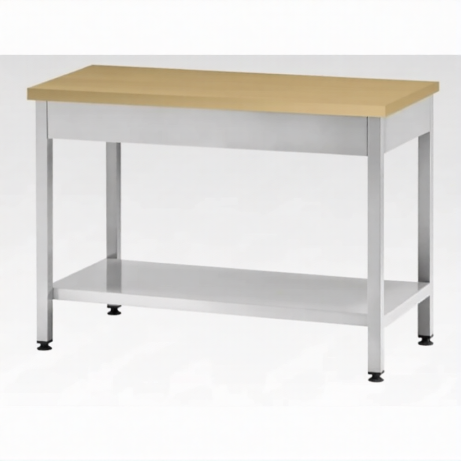 Стол кондитерский СПРп 860х1200х600 «Profi Inox», бук/40 (полка сплошная)