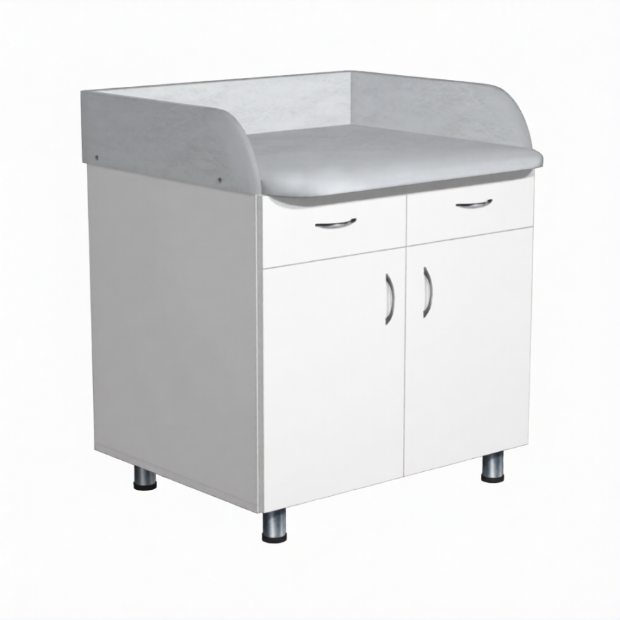 Стол пеленальный с тумбой СППМ-2 (кожзам Эконом белый, каркас белый)