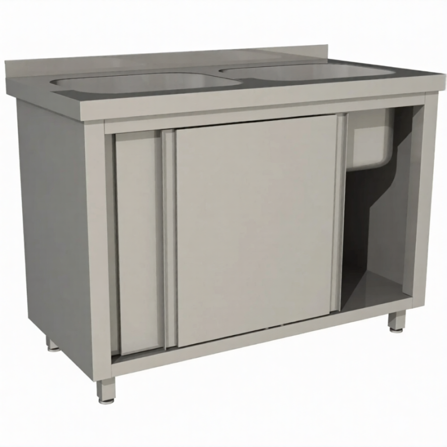 Стол производственный купе СПЗК2М-17/7-БЛ с моечной ванной