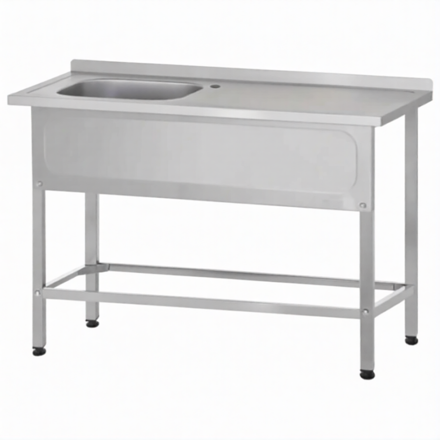 Ванна с рабочей поверхностью РПЦн  860х1000х600 левое м/о, борт, экран (ножка л.)