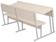 Парта-моноблок для аудиторий 3-местная со скамьей 6 г/р (дуб "Молочный", м/к серый, квадратная труба)